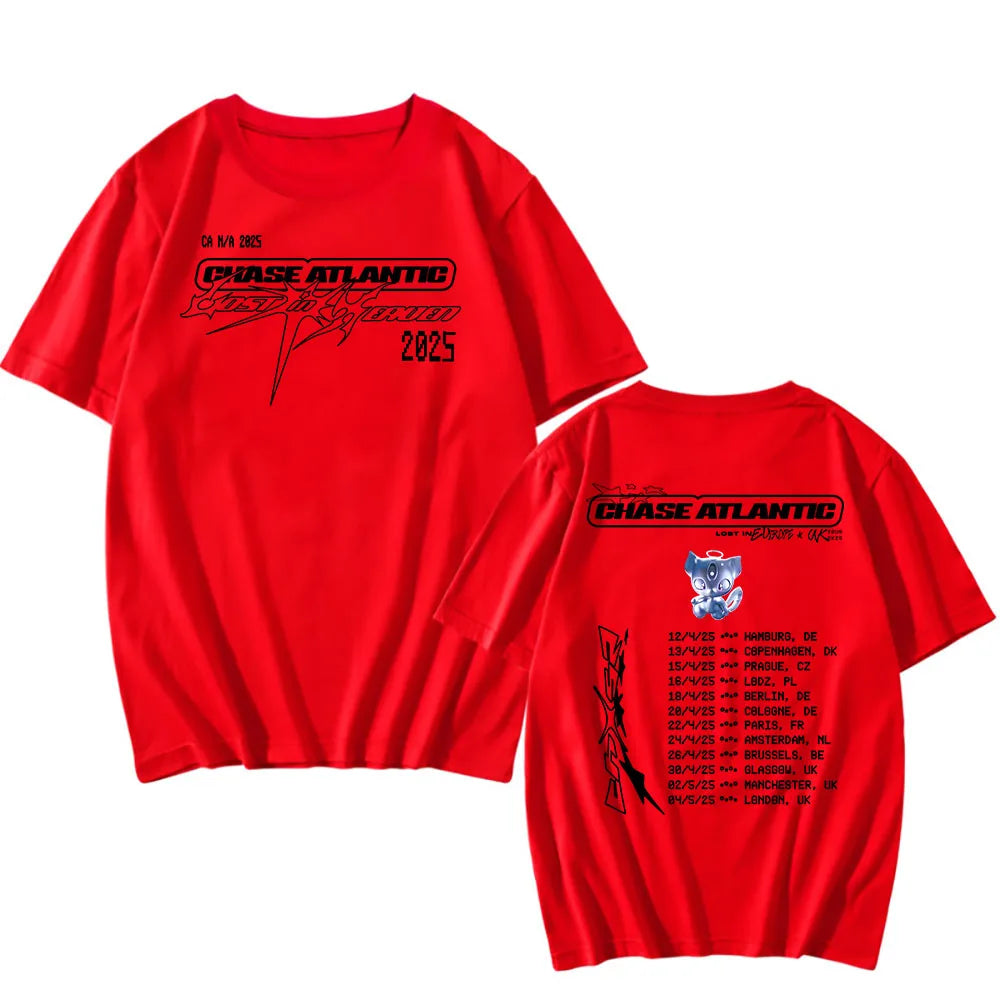 Band CHASE ATLANTIC Tour 2025 T-shirt Summer Cotton Short Sleeve Male Tshirts Graphic T Shirts Men Women Clothing Graphic Print.