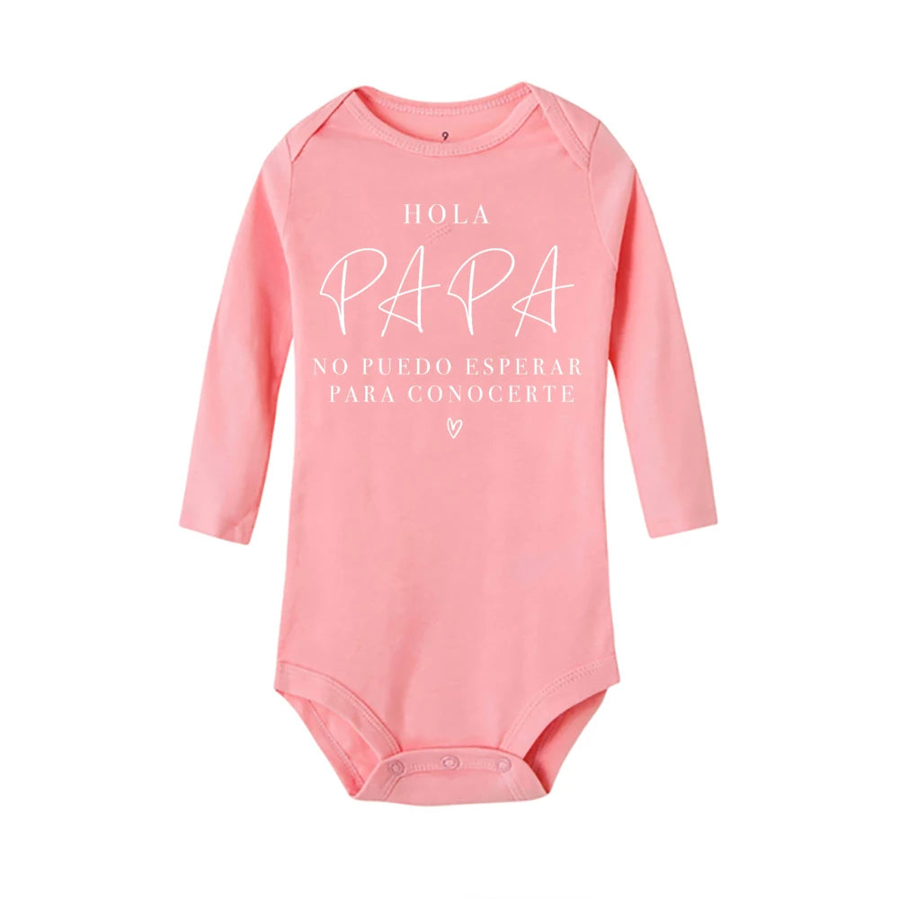 Hallo Papa, ich kann dich nicht warten, Baby-Ankündigung, Neugeborenen-Body, Sommer, Baby, Jungen, Mädchen, Schwangerschafts-Enthüllung, Ropa-Overall-Outfits.