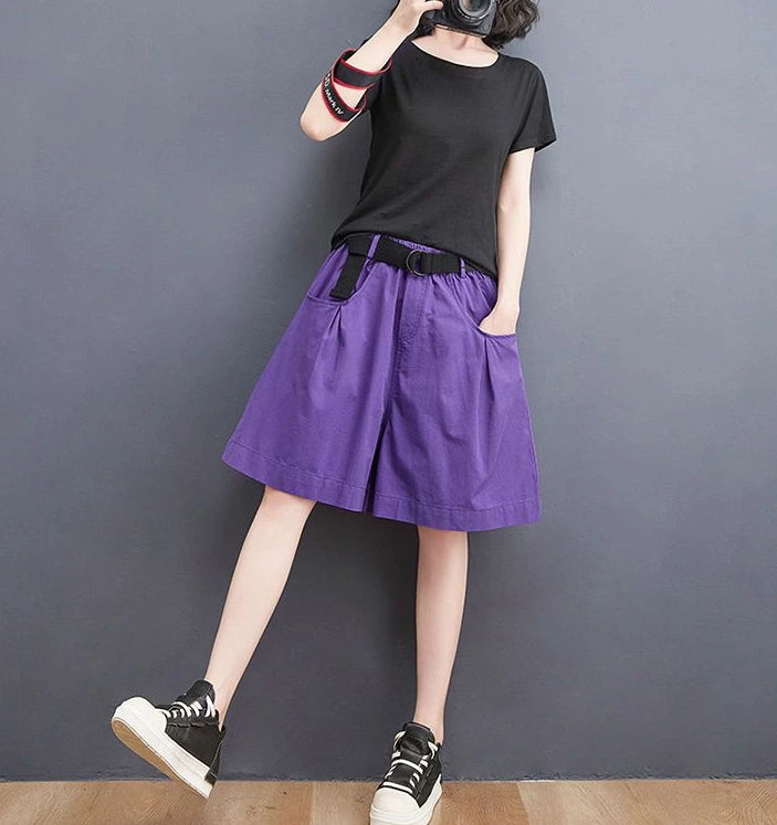 Women's Shorts Half Baggy Mid Length Wide Black Female Short Pants Loose Bermuda Knee Low Price Classic Harajuku Fashion New In.