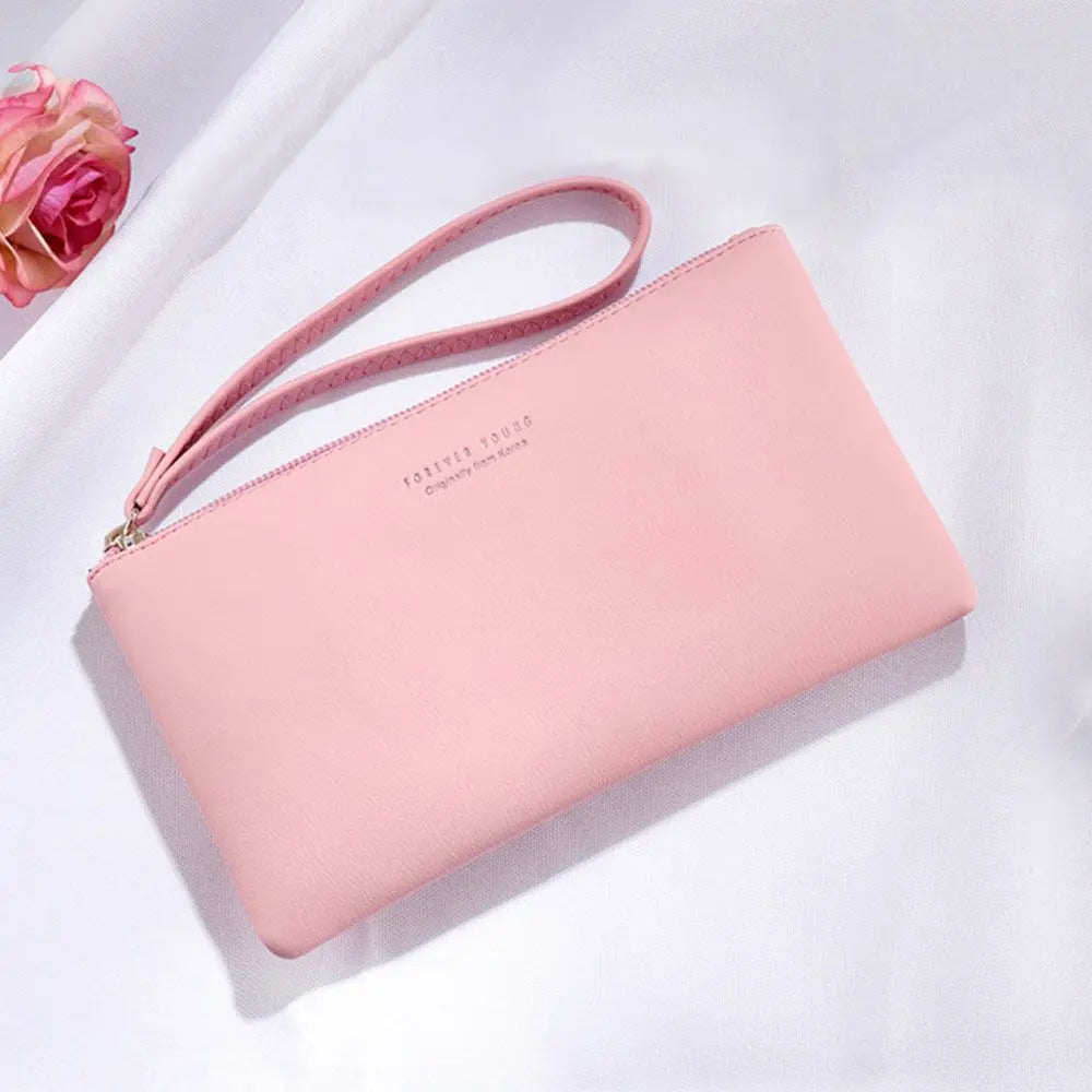 Women PU Leather Zip Coin Bag Wallet Long Purse Pouches.