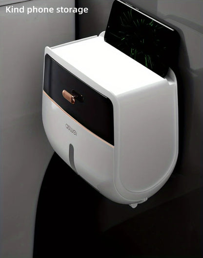 1 Stück Toilettenpapierhalter ohne Bohren, Badezimmer-Organizer |   Selbstklebende Wandhalterung für Taschentücher/Tücher, Badezimmer-Taschentuchabgabe