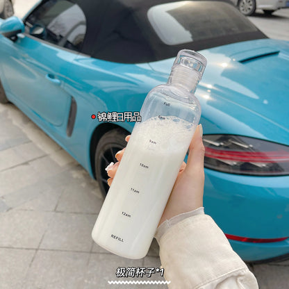 water bottle High-value colorful time scale cup red cute drinking water target bottle ins simple water cup my gourd man bottles