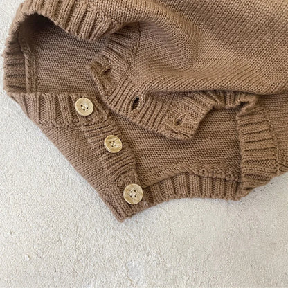 2024 neue Herbst Neugeborenen Baby Mädchen Jungen Stricken Bodys Ärmel Einfarbig Gestrickte Infant Baby Overall Baby Kleidung.