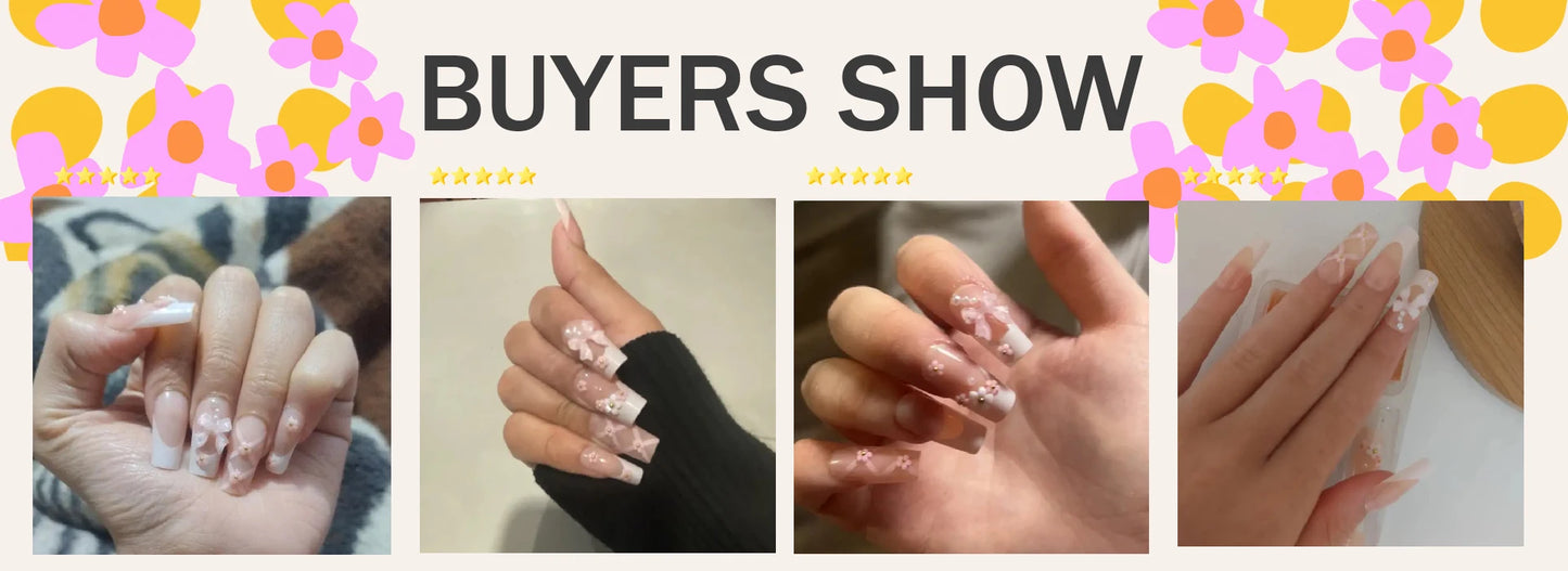 24Pcs Ballet Square Pink Press on Bow Nails 3D Flower with Bandage Design French Nail Tips for Women&Girls Daily,Spring wear.