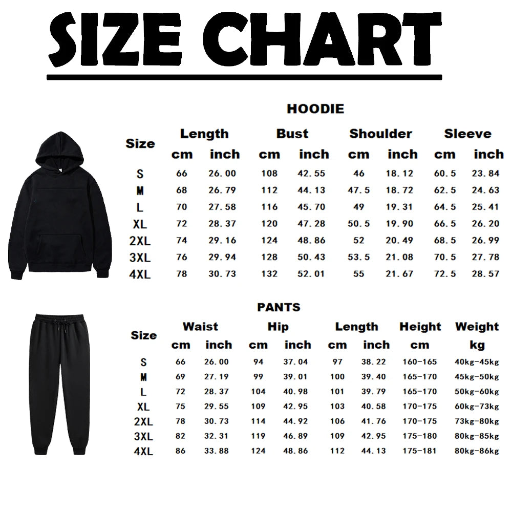 Men's Casual Tracksuit Autumn Fleece Warm Sweatshirts Sweatpants Suit Daily Sports Hooded Sweatshirts + Jogger Pants 2-piece Set.