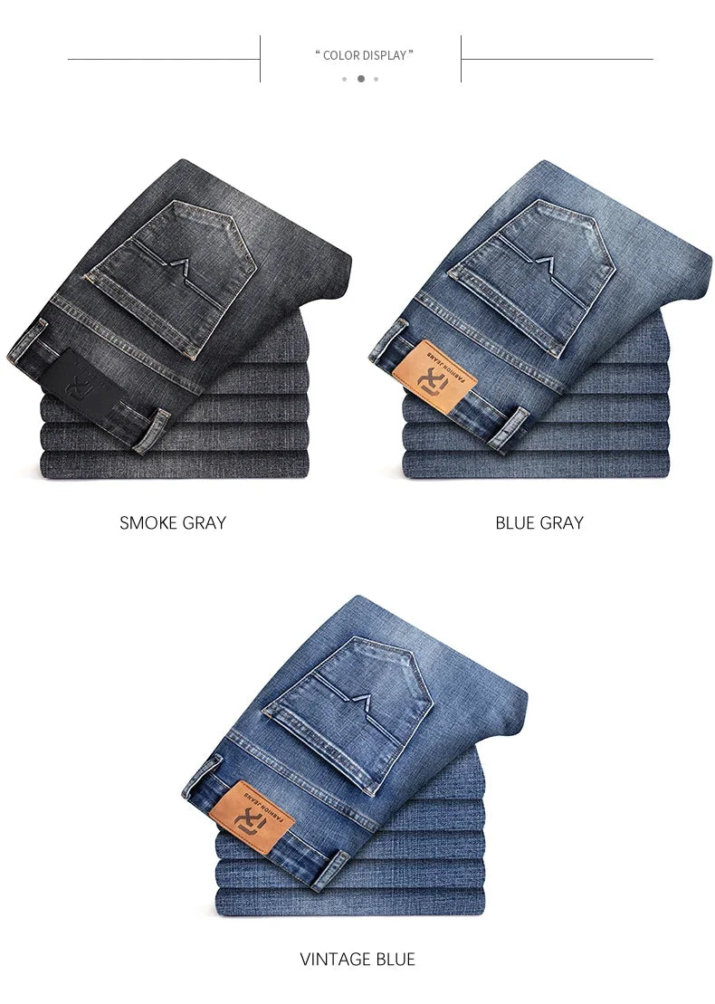 Herbst Winter Neue Business herren Jeans Klassische Mode Stretch Gewaschen Casual Denim Hosen Bequeme Gerade Männliche hosen.