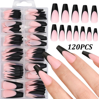 360/240/120pcs Light Pink Almond Press On Nails Glossy White French Fake Nail Simple Full Cover Fake Nails Soft Gel Nail Tips*%&.