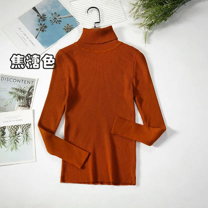 JMPRS Rollkragenpullover Frauen Mode Einfache Winter Pullover Jumper Hohe Elastische Gestrickte Herbst Weibliche Grundlegende Tops Casual Bluse