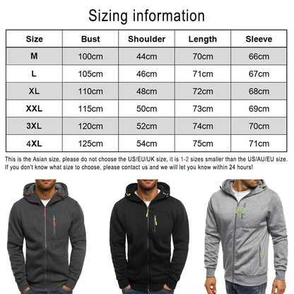 Men's hooded zipper jacket with pockets, custom logo image text, casual sports streetwear, men's cardigan wool sweater, fashion.