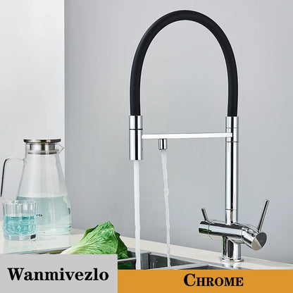 Wanmivezlo Kitchen Water Filter Faucet Dual Spout Pure Drinking Water Mixer Tap Rotation Water Purification Taps