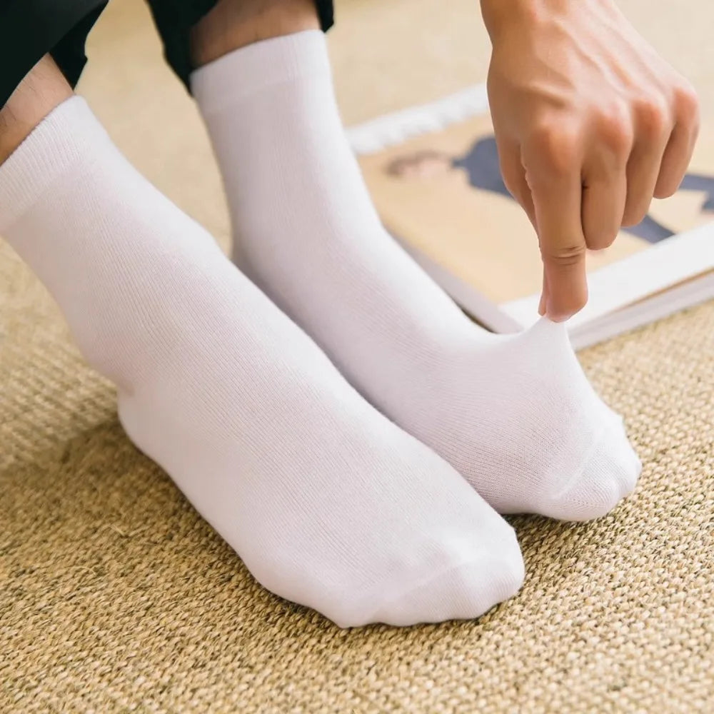 10 Pairs New Arrivals Men's Cotton Socks New Styles Black Business Men Socks Soft Breathable Autumn Spring for Male White.