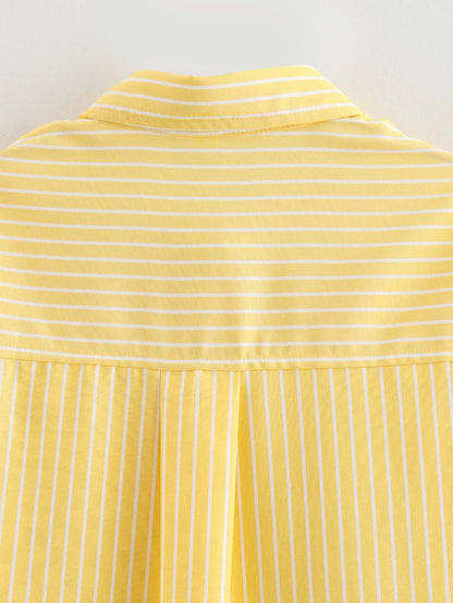 2024 Autumn Women Elegant Stripe Long Sleeves Casual Shirt For Woman Lapel Single-Breasted Loose Slim Blouse Top Streetwear.