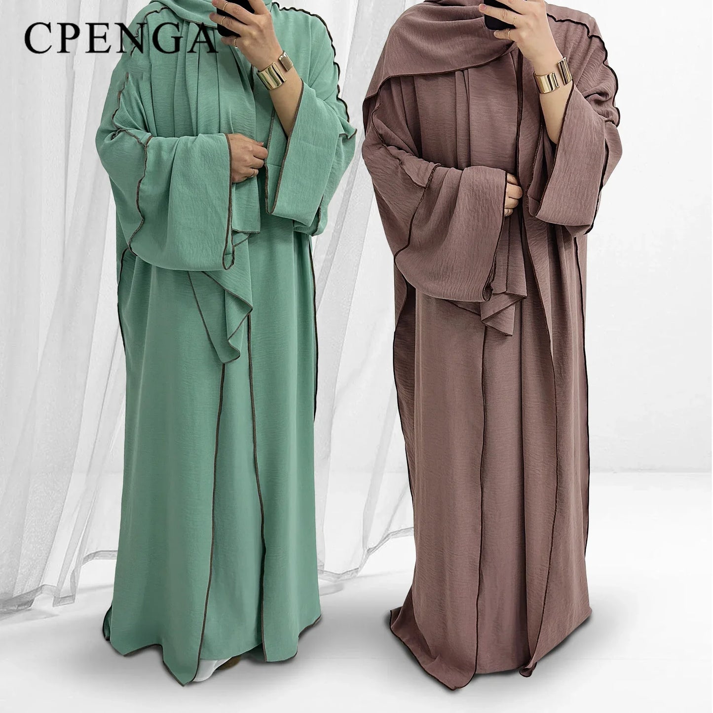 Muslim Abaya3 Pieces Dress for Women Arab Plain Hijab Ramadan Islamic.