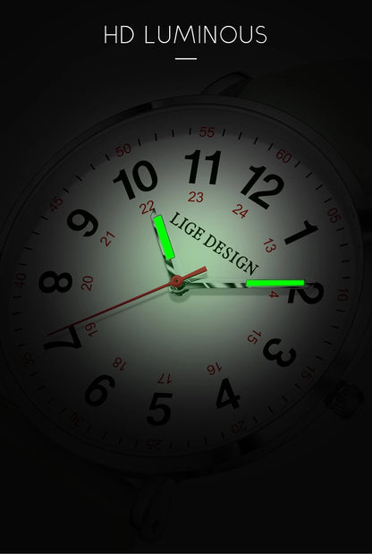 LIGE Fashion Elegant Watches for Woman Ladies Candy Color Silicone Casual Luminous Waterproof Dress Quartz Women's Wristwatches.