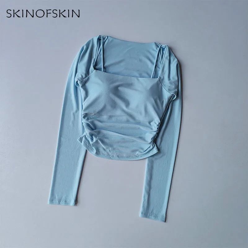 Yoga Clothes Women Sports Tops Fixed Chest Pads Mesh Splicing Slimming Long Sleeves Fashionable Running Training Fitness Clothes.