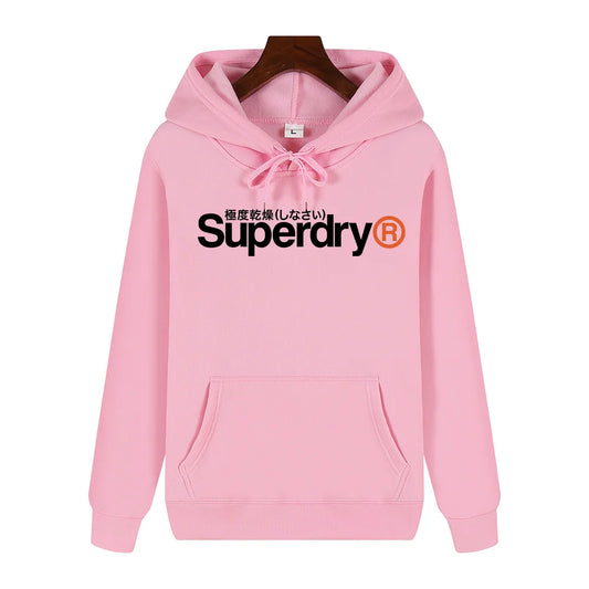 SUPERDRY Men's Autumn and Winter Fashion Brand Casual Hooded Sweatshirt Street Hip-hop Retro Sweatshirt Sports Men's Hoodie.