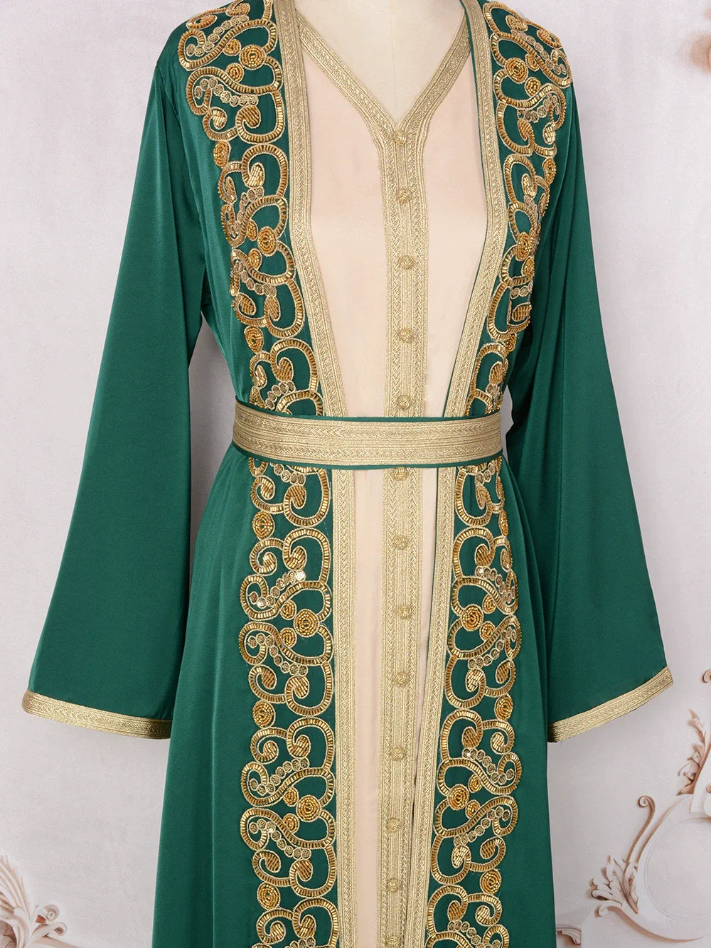 Naher Osten Mode Schwerindustrie Nagelperle eingelegter Diamant Muslimisches Gewand Damen langer Rock elegantes Abendkleid Kleid.