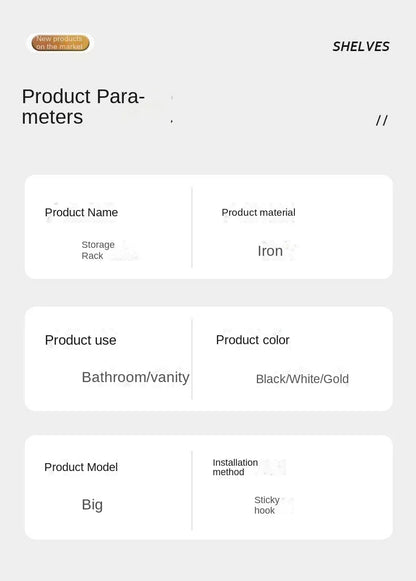 Hängender Aufbewahrungsorganisator, ohne Bohren, tragbar, feuchtigkeitsbeständig, für Küche, Badezimmer, Gewürze, Küche, Badezimmer, Aufbewahrungslösungen
