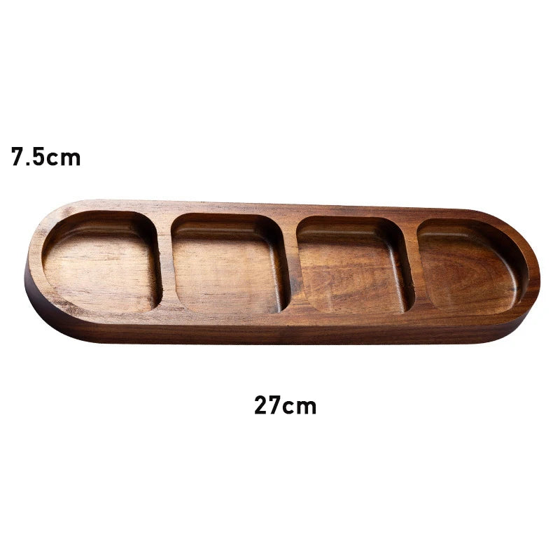 Acacia Wood Multipurpose Food Display Tray, Segmented Serving Platter for Kitchen Use, Snacks, Desserts Tray Home Decor.