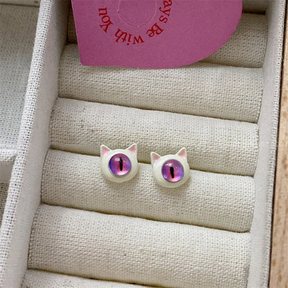 2023 New Fashion Cute Animal Stud Earrings Women Cartoon Small Black Cat Bear Shark Dinosaur Earring Ear Stud Girl Funny Jewelry