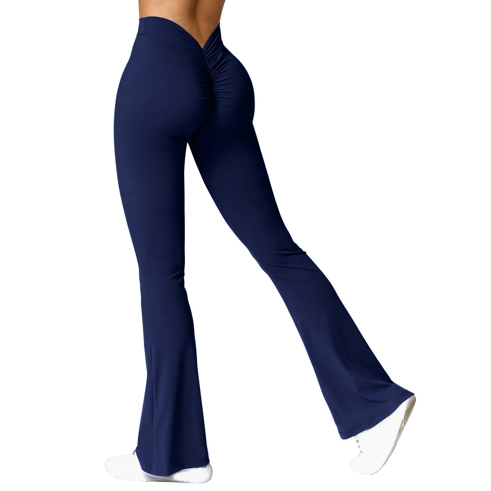 Fashion Micro Horn Leggings Women V-back Waist Sports Pants High Waist Push Up Butt Gym Pants Solid Slim Casual Leggings.