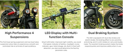 iScooter ix4 Foldable Adult Electric Scooter E-Scooter 45 KM/H Electric Kick Scooter 800W Skateboards 48V 15Ah Kickboard.