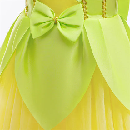Tiana Fancy Prinzessin Kleid für Mädchen Geburtstag Party Kostüm Kinder Rollenspiel Ballkleid Kinder Karneval Performance Kleidung