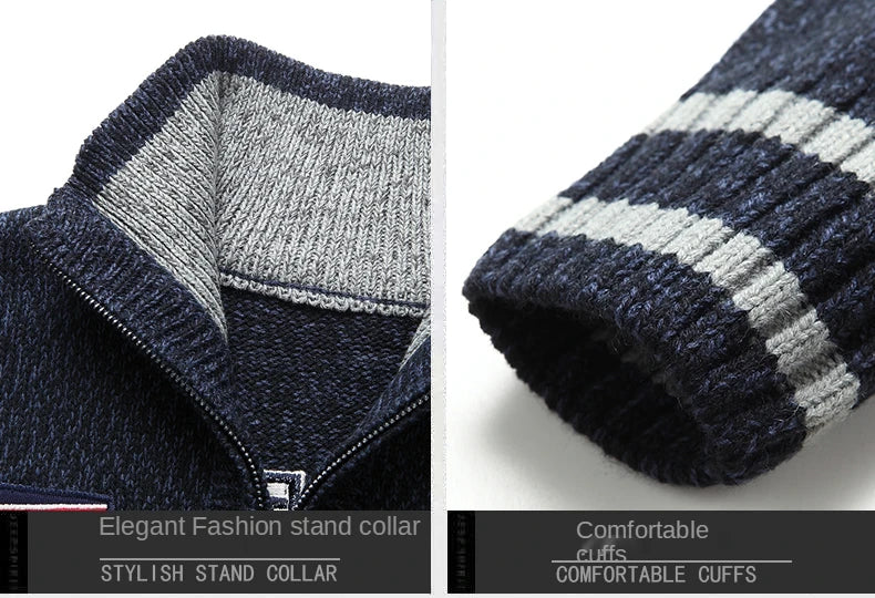 Autumn Sweater Male Shark Clothing Cotton Wool Jumpers Pullover Coats Jacquard Christmas Knitted Half Turtleneck zip.