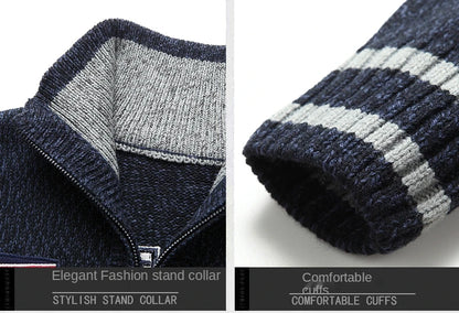 Autumn Sweater Male Shark Clothing Cotton Wool Jumpers Pullover Coats Jacquard Christmas Knitted Half Turtleneck zip.
