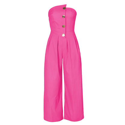Tube Jumpsuit Women Strapless Sleeveless Rompers Wide Leg High Waist Jumpsuits Solid Color Summer Party Commute Outfits Clothes.