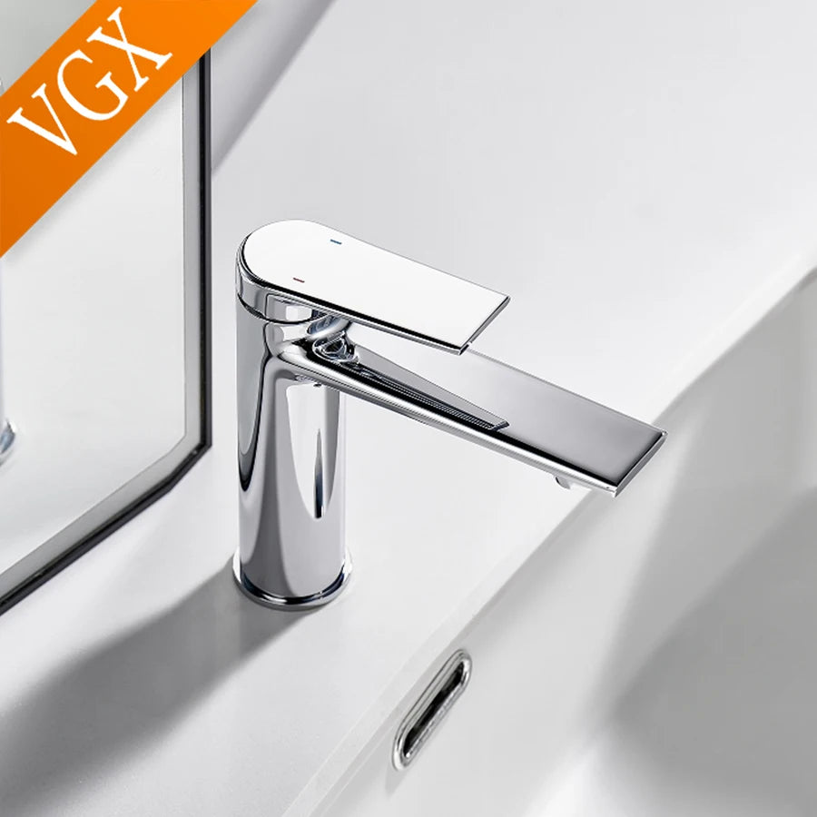 VGX Bathroom Faucets Luxury Gold Basin Mixer Sink Faucet Gourmet Washbasin Tapware Hot Cold Water Tap Brass Chrome Black Grey