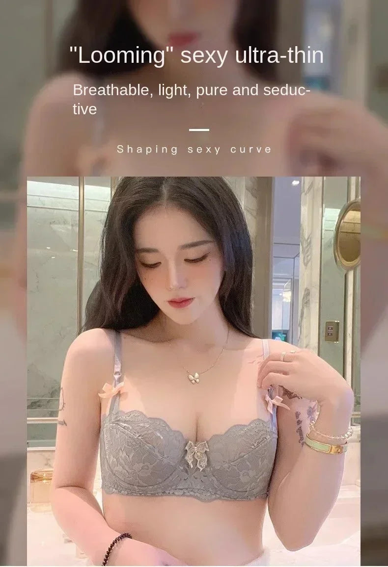 BANERDANI Light Luxury French Pure Desire Triangle Cup Breathable New Spring/summer Breathable Sexy Lace Not Empty Cup Bra Cover.