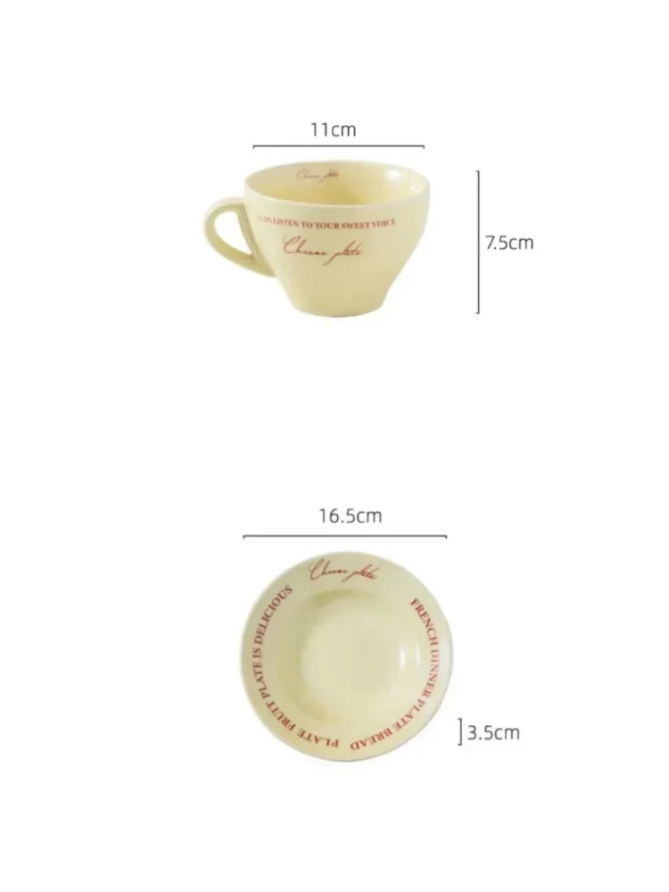 Ceramic Cup and Saucer Coffee Cup Set Milk Mug Dessert Plate Teaware Afternoon Tea Cup Drinkware Drinking Utensil Birthday Gift.