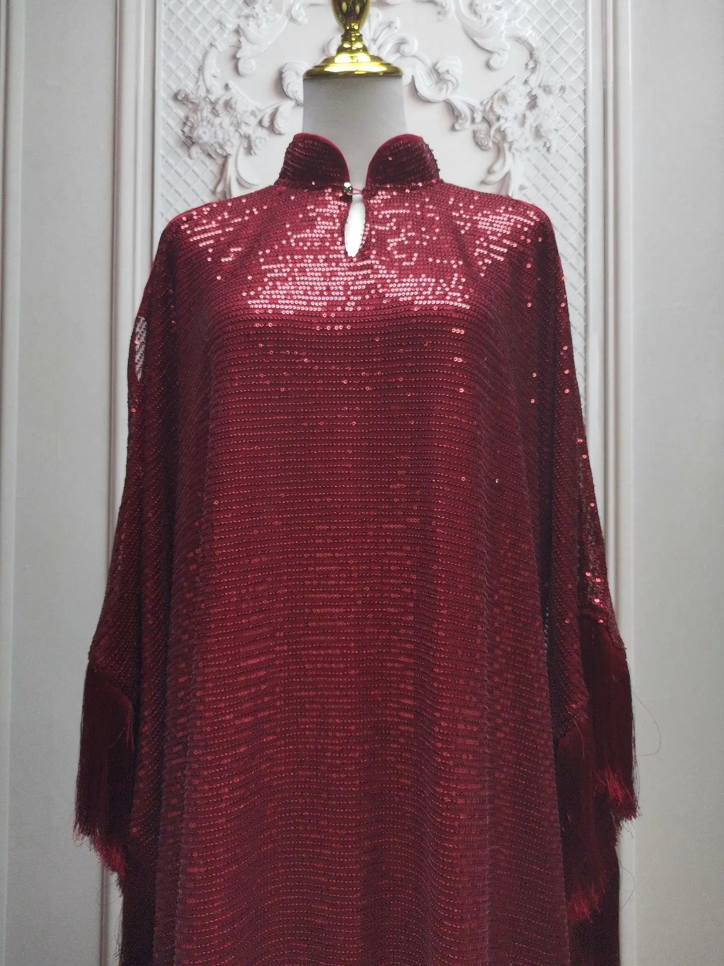 Ramadan Eid Tassel Sequin Batwing Abaya Dubai Women Islam Muslim Maxi Kaftan Dresses Kebaya Caftan Marocain Robe Femme Musulmane