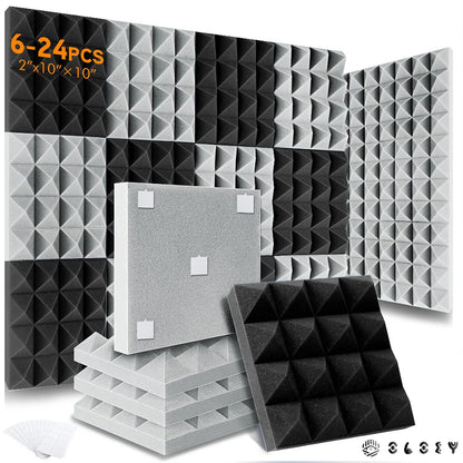 Studio Acoustic Soundproof Foam Panels 6/12/24 Pcs, Pyramid Sound Insulation Treatment Acoustic Sponge，Acoustic Foam Panels