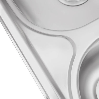 Kommerzielles Küchenspüle aus Edelstahl mit Doppelnäpfen, Überlaufanschlüssen, höhenverstellbar, zusätzlicher Stauraum für Restaurants