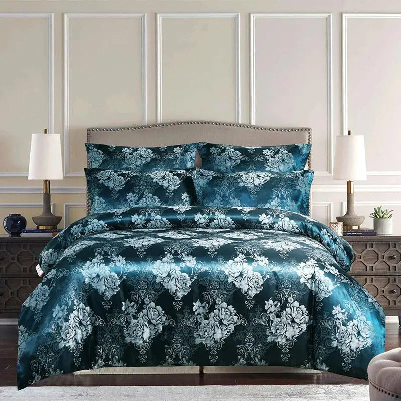 European Satin Jacquard Duvet Cover Set High Quality Smooth and Skin Friendly Comforter Cover Set Summer Bedding Kit for Adults.
