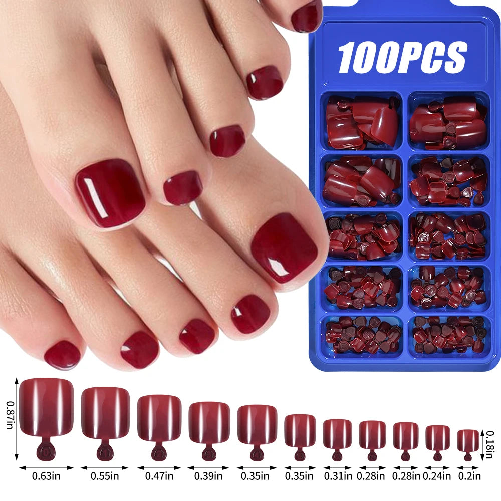 100Pcs Light Pink Press on Nails Short Medium Square Wearable Fake Nails Tips 10 sizes Full Cover False Nails Finger Decoration