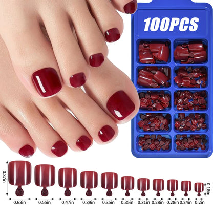 100Pcs Light Pink Press on Nails Short Medium Square Wearable Fake Nails Tips 10 sizes Full Cover False Nails Finger Decoration