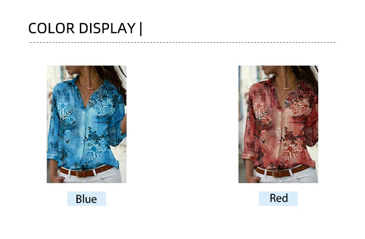 Plus Size 2025 New Fashion Ladies Button Shirt Summer Autumn Long Sleeve T Shirt Tops Business Casual Floral Shirt.