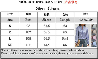 New Fashion Women's Color-coded Striped Casual Trendy Loose Single-breasted Pullover Long Sleeve Shirts Female Clothes T-shirts.