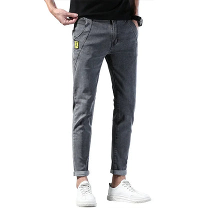 Frühling Herbst Xintang Denim Jeans Herren Slim Fit Casual Trendy Modische Alltagskleidung Blau Gerade Bein Hosen Elastische Taille.
