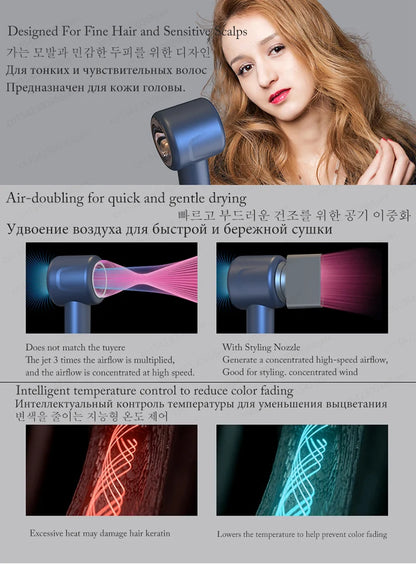 Professional Super Hair Dryer Personal Hair Care Styling Negative ion Salon Tool Constant Anion Electric Leafless Hair Dryers.
