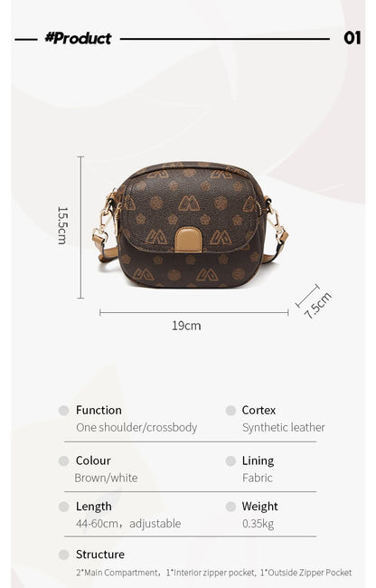 FOXER Women Small Shoulder Bag Fashion Monogram PVC Lady Crossbody Handbag with Adjustable Strap