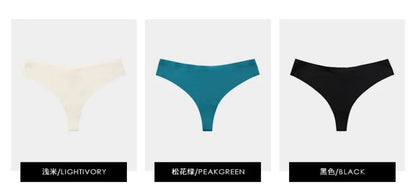 2024 NEW Low Waist Seamless Ice Silk Thongs Cotton Crotch Sexy Women's Underwear Metal Ring Hollow Out Panties Traceless Briefs.