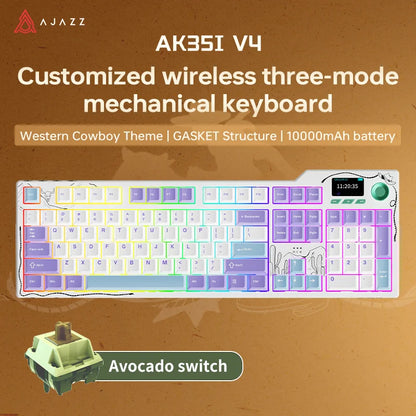 NEW Ajazz AK35I V3 MAX Tri-mode Wired Bluetooth Wireless Gaming Keyboard Gasket Full Key Hot Swap 104 Keys Customized Keyboard