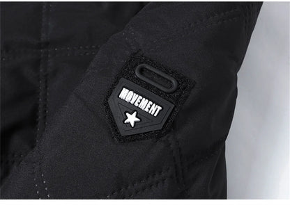 New Windproof Thermal Diamond-Quilted Cotton Jacket Winter Men's Fleece-Lined Thickened Cuff Design Stand-Up Collar Jacket.