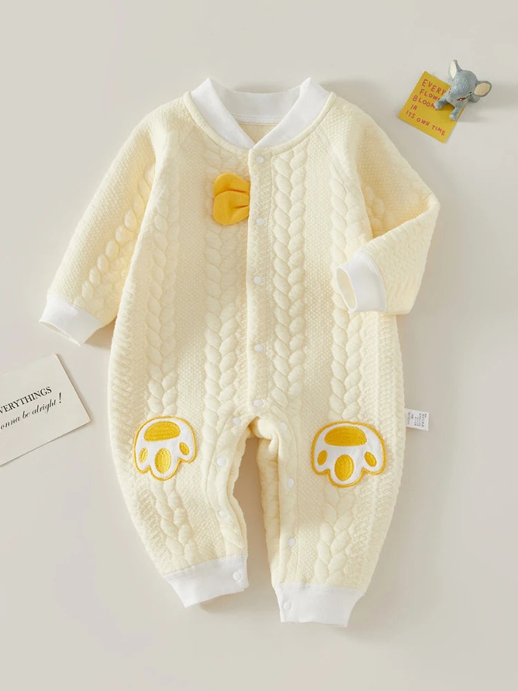 Somenie Neugeborenen Baby Body Baumwolle Niedlich Gedruckt Jungen Mädchen Strampler Warmes Zuhause Krabbeln Anzug Für Vier Jahreszeiten 3-6-9M.