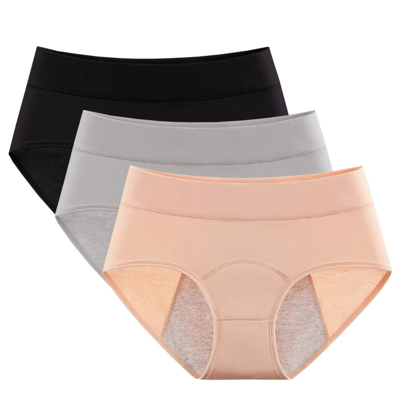 3pcs Cotton Women's Mid Waist Leak Proof Menstrual Panties Female Widen Period Physiological Briefs Lady Ventilate Comfort Panty.