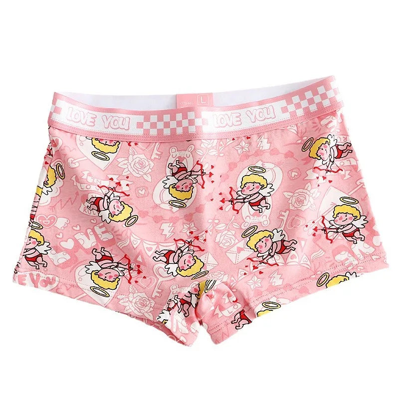 40S Cotton Women Panties Cartoon Shorts Sports Boxer Breathable Summer Sexy Underwear Mid-Waist Boyshort Female Student Pants.